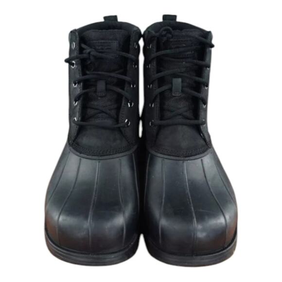 UGG Gatson Mid Shoes Mens Size 10 Black Leather Rubber Lace Up Mid Rain Boots - Picture 12 of 15